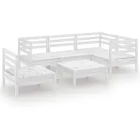 vidaXL Ensemble de salon de jardin 6 pièces pin massif blanc - Ensemble de meubles de jardin