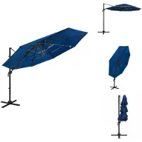 vidaXL Parasol avec mât en aluminium 4 couches bleu azur 3x3 m - Parasols & Protection solaire