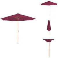 vidaXL Parasol avec mât en bois 300 cm rouge bordeaux - Parasols & ombrelles