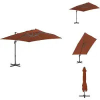 vidaXL Parasol à mât central avec mât en aluminium, rouge terre cuite, 400 x 300 cm - Parasols et protections solaires