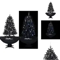 vidaXL Sapin de Noël à neige avec pied parapluie noir 170 cm PVC - Sapins de Noël