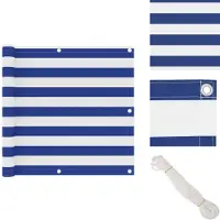 vidaXL Paravent de balcon blanc et bleu 90x500 cm Tissu Oxford - Parasols et ombrelles