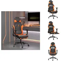 vidaXL Chaise de jeu avec massage & repose-pieds noir orange similicuir - chaise de jeu