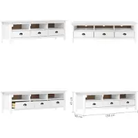 vidaXL Armoire TV Hill Blanc 158x40x47 cm Pin massif - Armoire TV - Meubles TV - Sideboard
