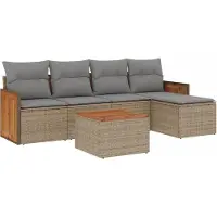vidaXL Ensemble de salon de jardin 6 pièces avec coussins Beige Poly Rattan