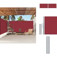 vidaXL Marquise latérale extensible rouge 180x600 cm - Parasols & Protection solaire