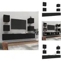 vidaXL Ensemble de 6 meubles TV Noir Matériau dérivé du bois - Meubles TV