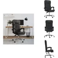 vidaXL Chaise de bureau avec fonction chaise longue noir similicuir - Chaises de bureau