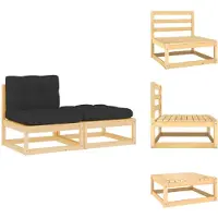 vidaXL Ensemble de salon de jardin 2 pièces avec coussins pin massif - éléments de canapé de jardin