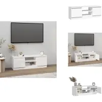 vidaXL Armoire TV avec porte blanc 102x30x36 cm - Meuble TV
