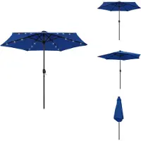 vidaXL Parasol avec lampes LED & mât en aluminium 270 cm Bleu Azur - Parasols & Protection solaire