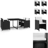 vidaXL Ensemble de jardin 5 pièces avec coussins Poly Rotin Noir - Ensemble de meubles de jardin