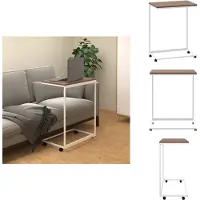 vidaXL Table d'appoint avec roulettes Blanc 55x35x70 cm Bois composite - Tables basses