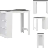 vidaXL Table de bar avec étagère Blanc 110x50x103 cm - Tables de salle à manger