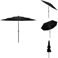 vidaXL Parasol avec mât en aluminium 3 couches noir 3 m - Parasols & ombrelles