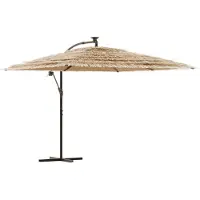 vidaXL Parasol avec LED et mât en acier brun 290x290x238 cm