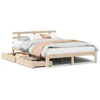 vidaXL Lit en bois massif avec tiroirs 140x200 cm pin