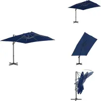 vidaXL Parasol avec mât en aluminium 3 x 3 m bleu azur - Parasols & Protection solaire