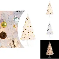 vidaXL Sapin de Noël artificiel avec éclairage & boules blanc 180 cm - Sapins de Noël