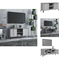 vidaXL Armoire TV avec pieds métalliques Gris Sonoma 103,5x35x50 cm - Meuble TV