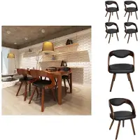 vidaXL Chaises de salle à manger 4 pcs. Marron Bois courbé et similicuir - Chaises de salle à manger