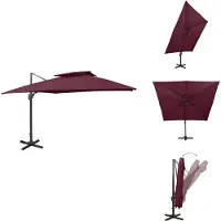vidaXL Parasol à pied croisé avec système d'aération , 300 x 300 cm, rouge bordeaux - Parasols et protections solaires