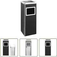 The Living Store Poubelle avec cendrier Hotel 36 L acier noir