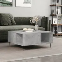 The Living Store Table basse gris béton 80x80x36,5 cm Bois composite