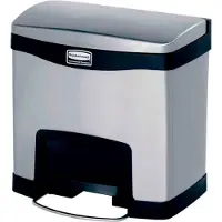 Rubbermaid - Poubelle Slim Jim Step On Front Step en acier inoxydable 15 litres - Acier inoxydable - Acier inoxydable mat, noir