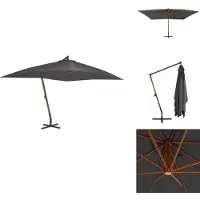 vidaXL Parasol avec mât en bois 400x300 cm Anthracite - Parasols & Protection solaire