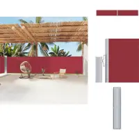 vidaXL Marquise latérale extensible rouge 180x1200 cm - Parasols & Protection solaire