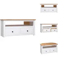 vidaXL Meuble d'angle TV Blanc 93 x 49 x 49 cm Pin massif de Panama - Meubles TV