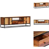 vidaXL Armoire TV 120x30x40 cm Vieux bois massif et acier - Meuble TV