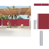 vidaXL Marquise latérale extensible rouge 200x1200 cm - Parasols & Protection solaire