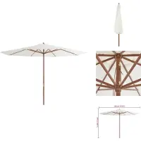 vidaXL Parasol avec mât en bois 350 cm Blanc sable - Parasols & ombrelles
