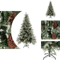 vidaXL Sapin de Noël avec cônes Vert et Blanc 195 cm PVC & PE - Sapins de Noël