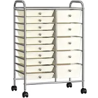 vidaXL XXL Chariot à tiroirs avec 15 tiroirs blanc plastique