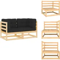 The Living Store Canapés d'angle de jardin 2 pcs. avec coussins pin massif