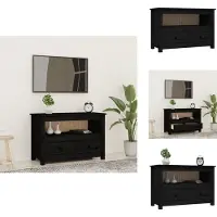 vidaXL Armoire TV Noir79x35x52 cm Pin massif - Meuble TV
