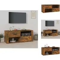 vidaXL Armoire TV chêne fumé 100x35x40 cm Bois composite - Meuble TV