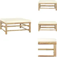 vidaXL Tabouret de jardin avec coussin blanc crème Bambou - éléments de canapé de jardin