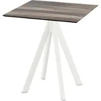 Essentials Infinity - Table de terrasse, structure blanche et plateau en stratifié imitation bois tropical, 70 x 70 cm, 1 pièce
