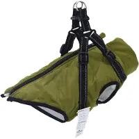 vidaXL Manteau pour chien Harnais Imperméable Réfléchissant Vert Armée L32