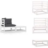 vidaXL Ensemble de salon de jardin 2 pièces avec coussins blanc pin massif - éléments de canapé de jardin