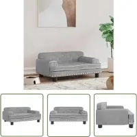 The Living Store Lit pour chien Gris clair 70x45x30 cm Velours