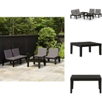 vidaXL Ensemble salon de jardin 4 pièces avec coussins plastique gris - Ensemble de meubles de jardin