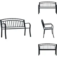 vidaXL Banc de jardin 125 cm Noir Acier - Bancs de jardin