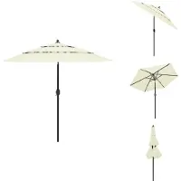 vidaXL Parasol avec mât en aluminium 3 couches sable 2,5 m - Parasols & ombrelles