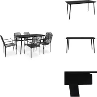 vidaXL Ensemble de jardin 7 pièces corde de coton et acier noir - ensembles de meubles de jardin