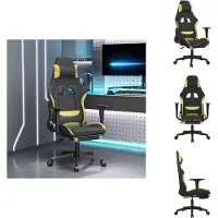 vidaXL Chaise de jeu avec massage & repose-pieds Tissu noir et vert clair - Fauteuil de jeu